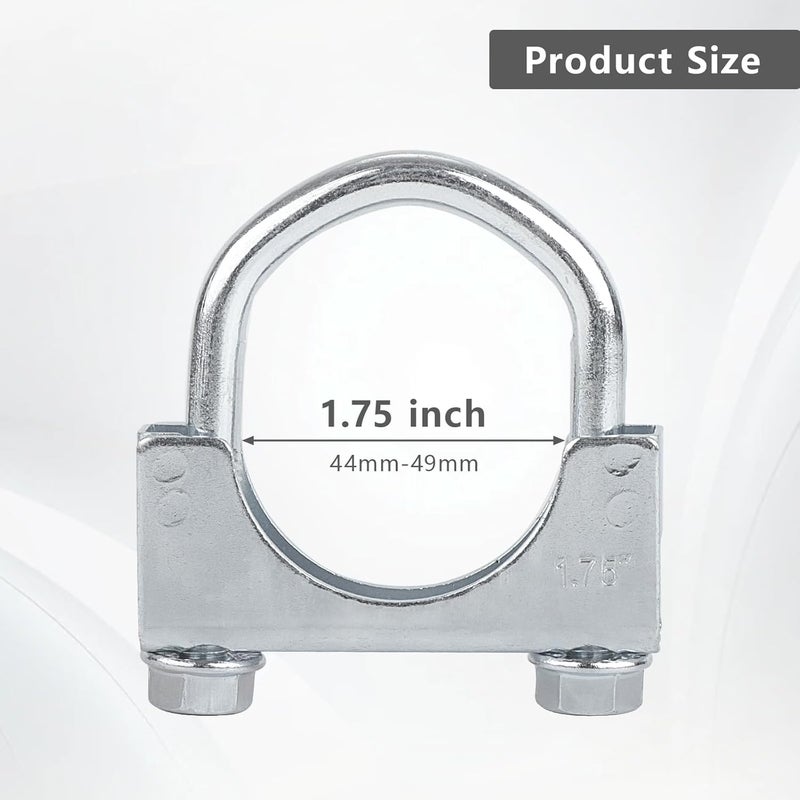 LCGP 1.75" Heavy Duty U Bolt Clamps Saddle Type Anti-corrosion 2 Pack Muffler Clamps - Image 2